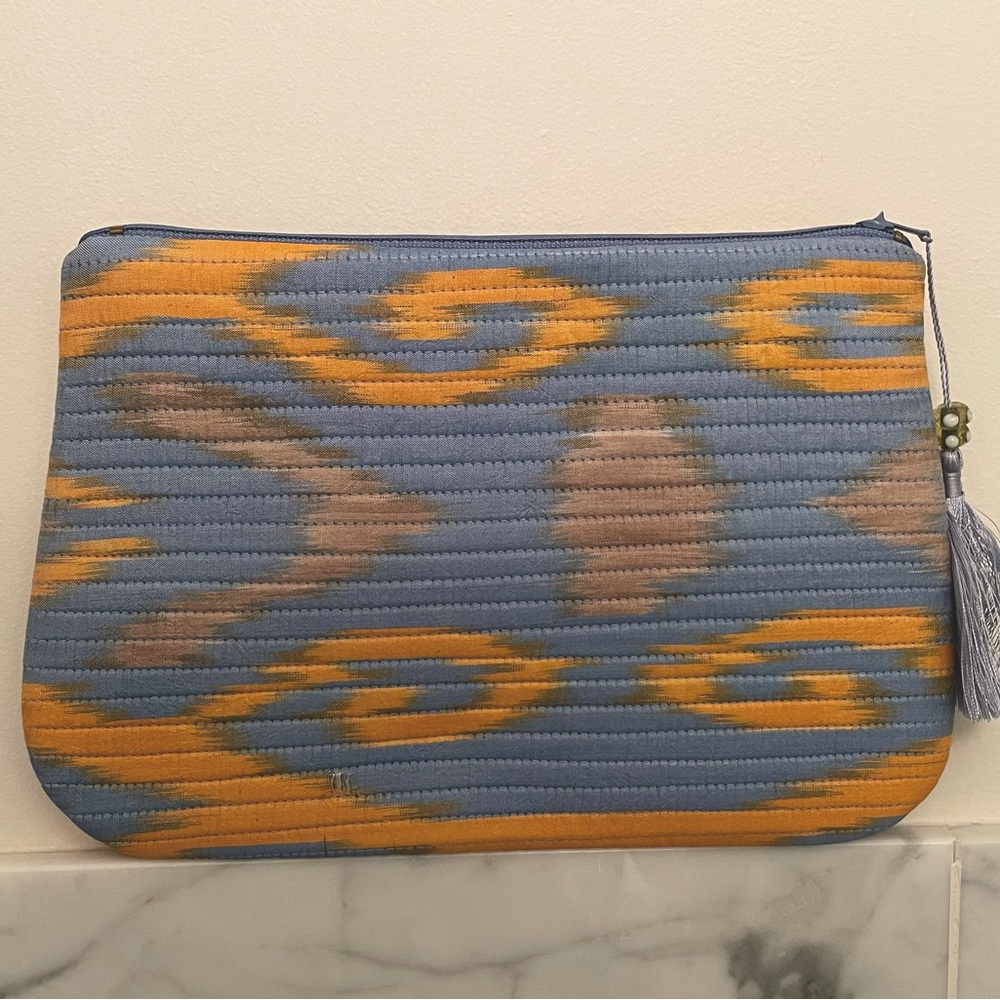 Silk handmade ikat clutch/bag with zipper